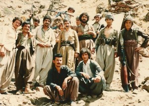 Dr Jawad Mella in middle surrounded by his bodyguards in Kurdistan