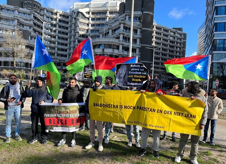  Balochistan Occupation Day: FBM protest in front of the Netherlands Parliament