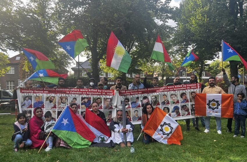  Free Balochistan Movement held protests against Iran in different European countries