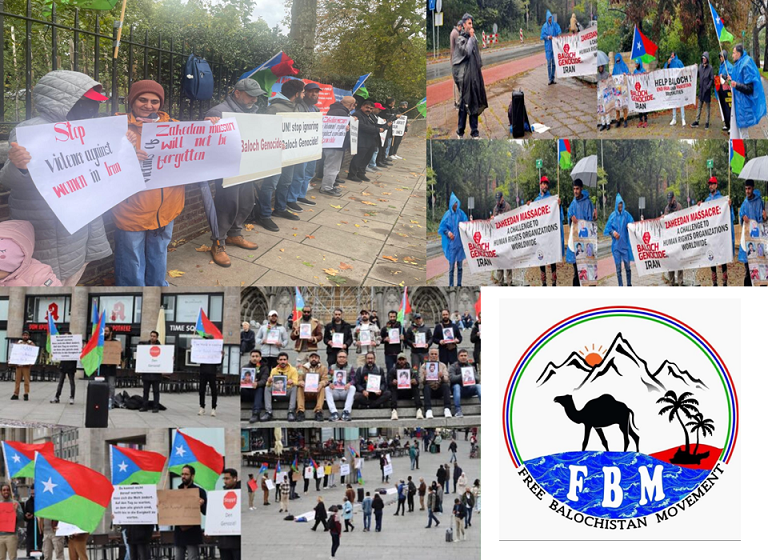  FBM Held Protests Across Europe Commemorating Zahedan Massacre