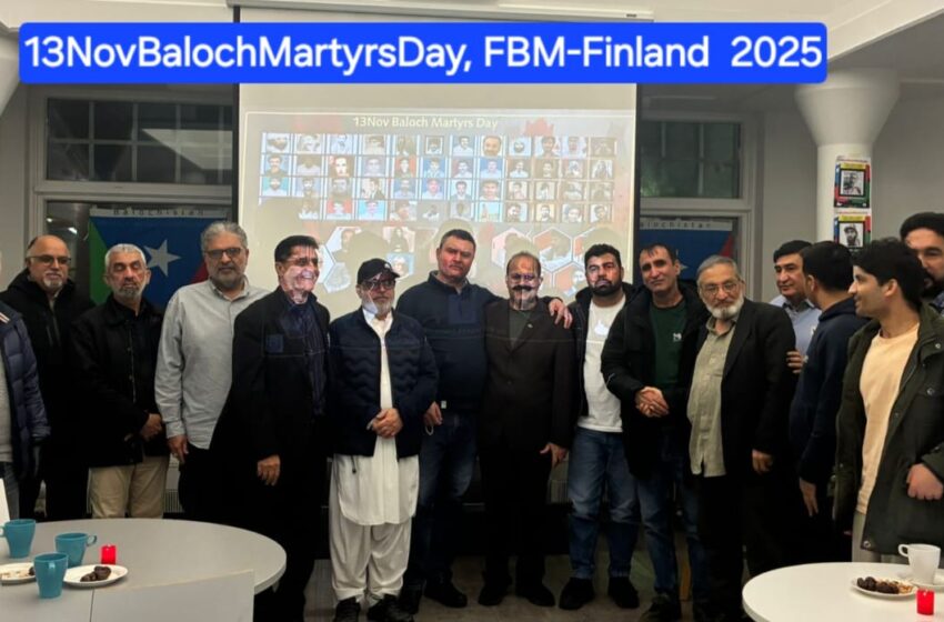  FBM Marks Baloch Martyrs’ Day Finland, Reaffirms Struggle for United Balochistan