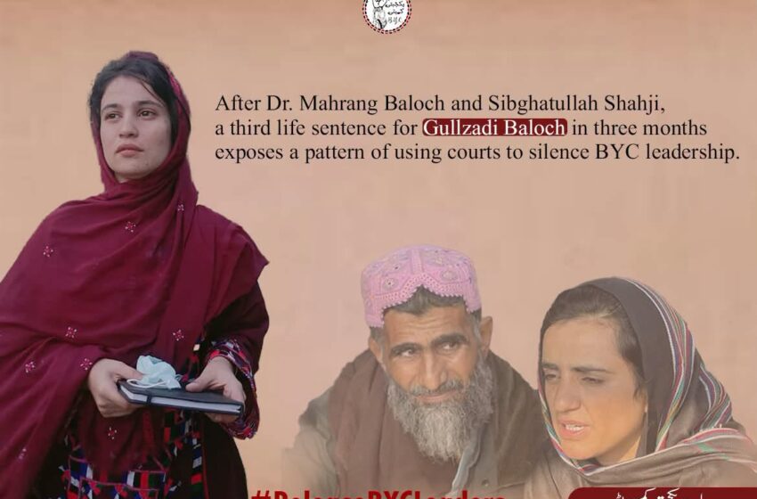  BYC Rejects Life Sentence for Gulzadi Baloch, Alleges Procedural Violations and Judicial Pressure